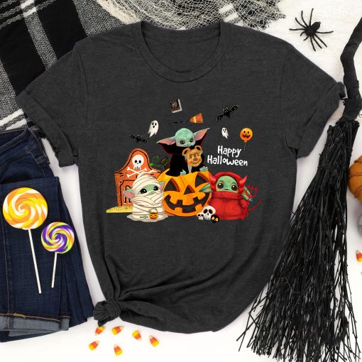 Baby Yoda Halloween T-shirt, Baby Yoda Shirt, Halloween Pumpkin Shirt, Baby Yoda Halloween Matching Tee