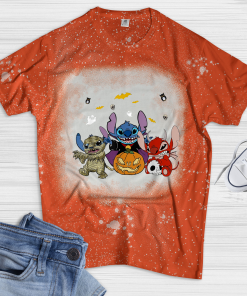 Li.lo & Stitch Halloween Shirt, Stitch Pumpkin Mummy Costume T-Shirt, Trick Or Treat Shirt, Halloween Bleached Shirt