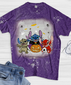 Li.lo & Stitch Halloween Shirt, Stitch Pumpkin Mummy Costume T-Shirt, Trick Or Treat Shirt, Halloween Bleached Shirt