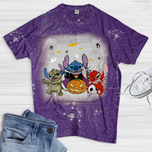 Li.lo & Stitch Halloween Shirt, Stitch Pumpkin Mummy Costume T-Shirt, Trick Or Treat Shirt, Halloween Bleached Shirt