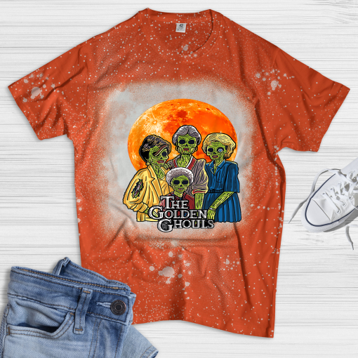 Vintage The Golden Ghouls Shirt, Custom Halloween 2021 T-Shirt, Golden Girls shirt, Halloween Bleached Shirt