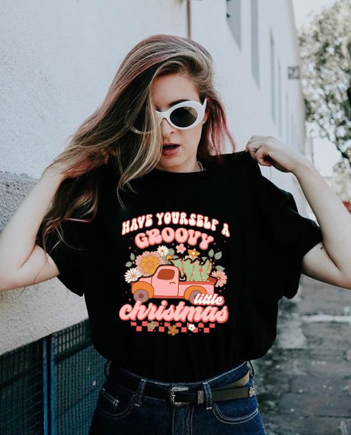 Have Yourself a Groovy Little Christmas Shirt,Womens Retro Christmas Sweatshirt, Christmas Truck Tee