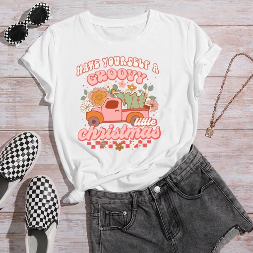 Have Yourself a Groovy Little Christmas Shirt,Womens Retro Christmas Sweatshirt, Christmas Truck Tee