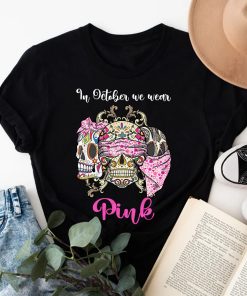 Breast Cancer Awareness Shirt, Breast Cancer Sugar Skull Shirt, Pink Ribbon, Cancer Warrior Tee