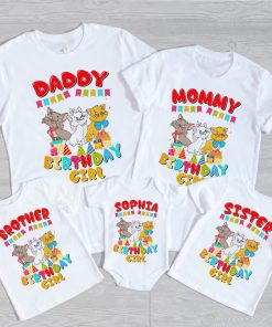 Kitten marie Shirt, Retro Bonjour Marie The White Kitten Shirt, The Aristocats T-shirt, Custom Birthday Kids Tee