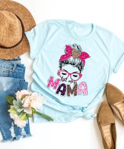 Breast cancer Mama Life Shirt, Leopard Messy Bun Shirt, Breast Cancer Awareness Shirt, Cancer Mom Life Shirt