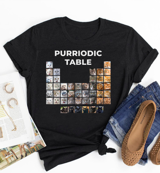 Funny Cat Chemistry Pun Periodic Table Gift For Men Women T-Shirt