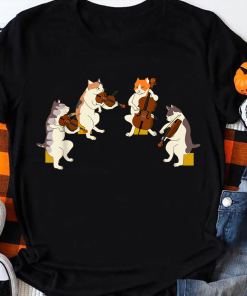 Fun Cats Playing Violin Cello Shirt, Gift Music Cat Lover T-Shirt, Funny Cat Shirt