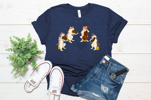 Fun Cats Playing Violin Cello Shirt, Gift Music Cat Lover T-Shirt, Funny Cat Shirt