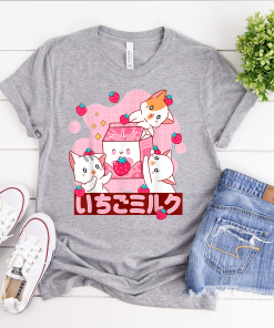 Strawberry Milk Shirt, Colourful Retro 90s Japanese Kawaii, Strawberry Milk Shake Carton Shirt, Milkshake Shirt