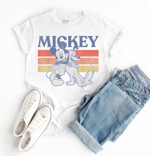 Vintage Mickey And Friends Shirt,  Mickey And Pluto, Retro Line T-Shirt, , Funny Mickey Mouse Shirt