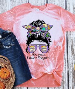 Nickelodean Shirt, Messy Bun Mom Life Shirt, 90's Momlife Bleached Shirt, Rugrats Shirt