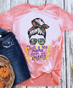 Just a 90s mama Shirt, Living That Mom Life Distressed Bleach Shirt, Rugrats Bleached Tee, 90s Mom