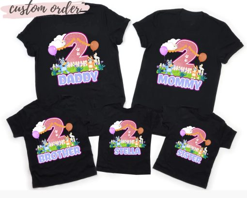 Blueys Birthday Girl Shirt, Custom Family Blueys shirt, Family Matchung Birthday Kids Tee