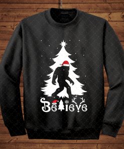 Christmas Bigfoot Shirt, Funny Santa Sasquatch Silhouette T-Shirt, Matching Family Holiday Tee