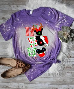 Ho Ho Ho Merry Christmas Bleached Shirt, Mickey and Minnie Snowman Christmas shirt, Merry Xmas Vacation Bleached Shirt