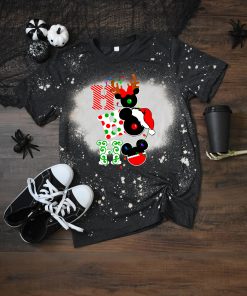 Ho Ho Ho Merry Christmas Bleached Shirt, Mickey and Minnie Snowman Christmas shirt, Merry Xmas Vacation Bleached Shirt