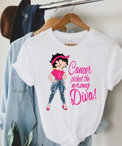 Cancer Picked The Wrong Diva Shirt, Betty Breast Cancer Awareness, Women's Shirt, Betty Boop Pink Ribon Shirt