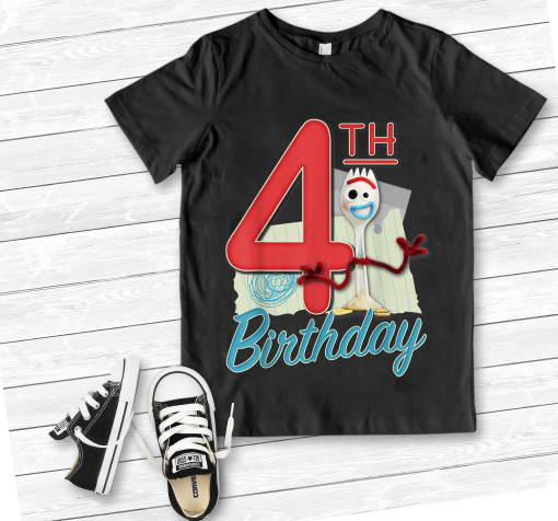 Custom Birthday Toy Story 4  Shirt, Forky 4th Birthday T-Shirt