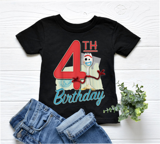 Custom Birthday Toy Story 4  Shirt, Forky 4th Birthday T-Shirt