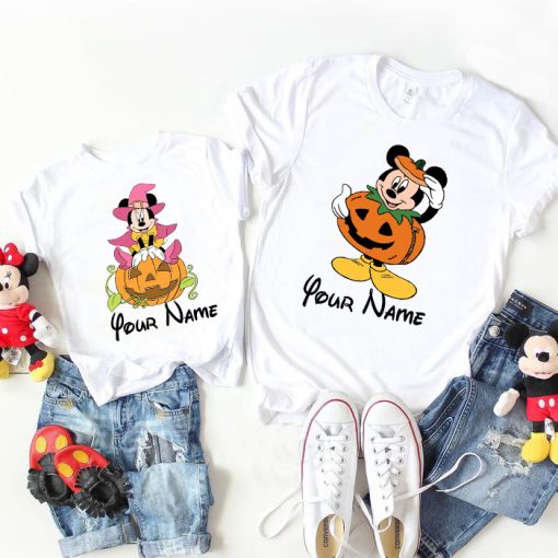 Halloween Mickey and Minnie Shirt, Halloween Family shirts 2021, Custom Name Tee, Trick or Treat Shirt